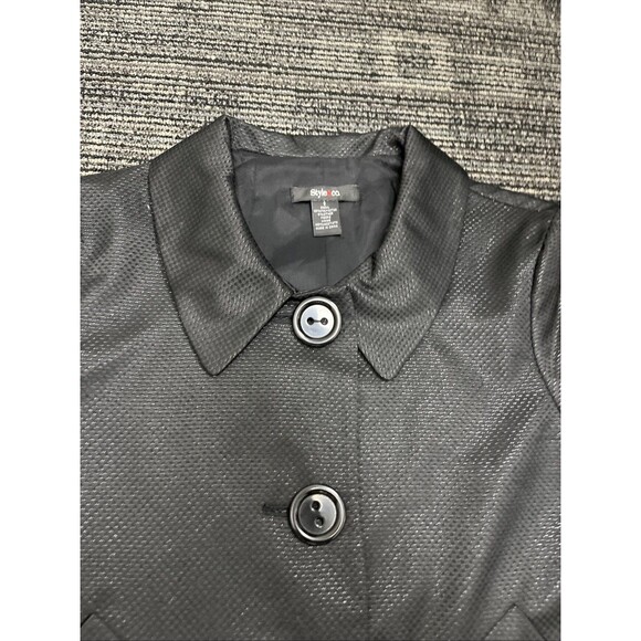 STYLE & CO Women’s Shiny Finish Lined Button Front Swing Jacket Black Size 8 - Picture 7 of 12
